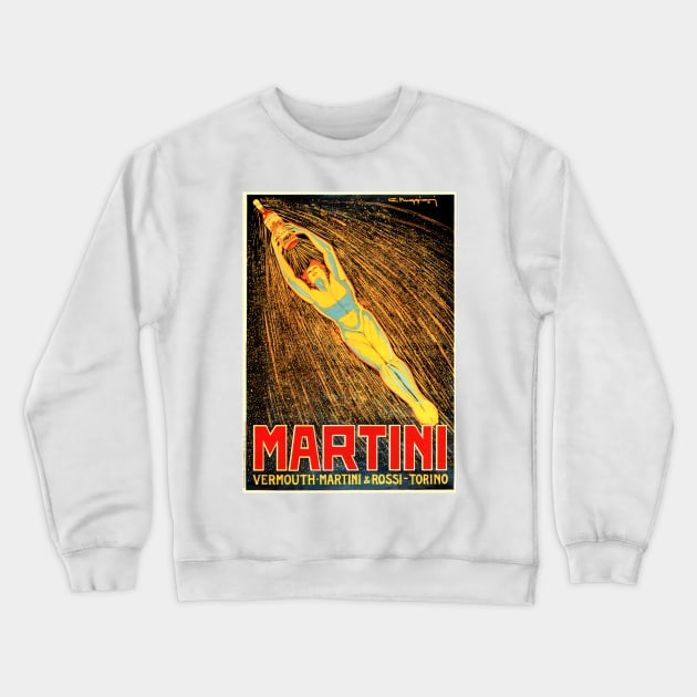 VERMOUTH MARTINI & ROSSI Traditional Italian Liqueur Wine Vintage Art Deco Crewneck Sweatshirt by vintageposters